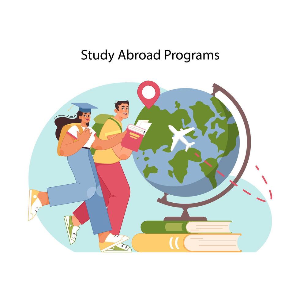 Global learning concept. Flat vector illustration