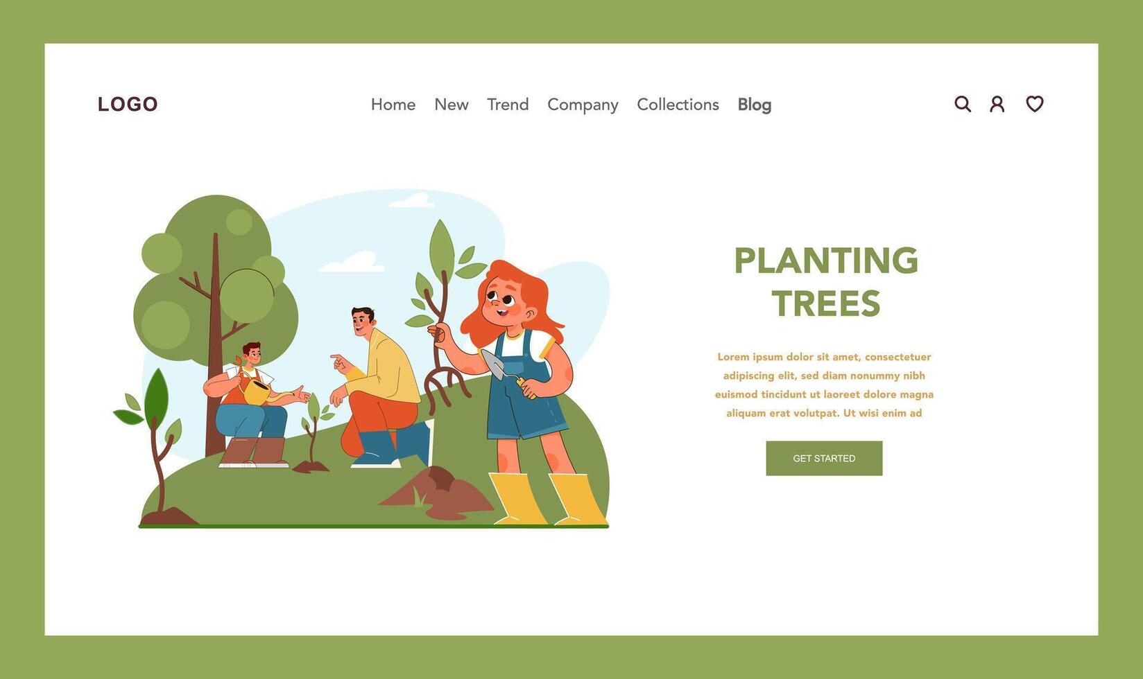 Tree planting concept. Flat vector illustration