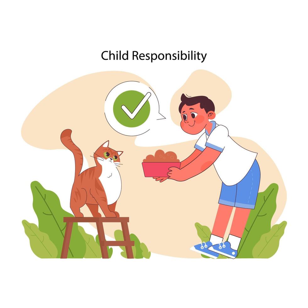 Child Responsibility concept. Flat vector illustration