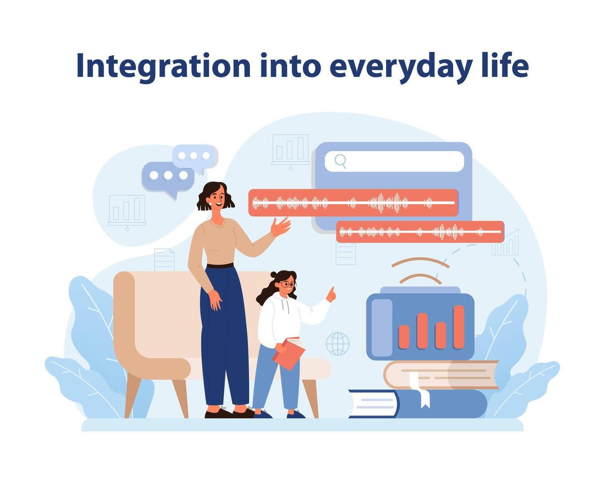 Everyday Brand Integration. Illustration highlighting the seamless incorporation of technology. vector