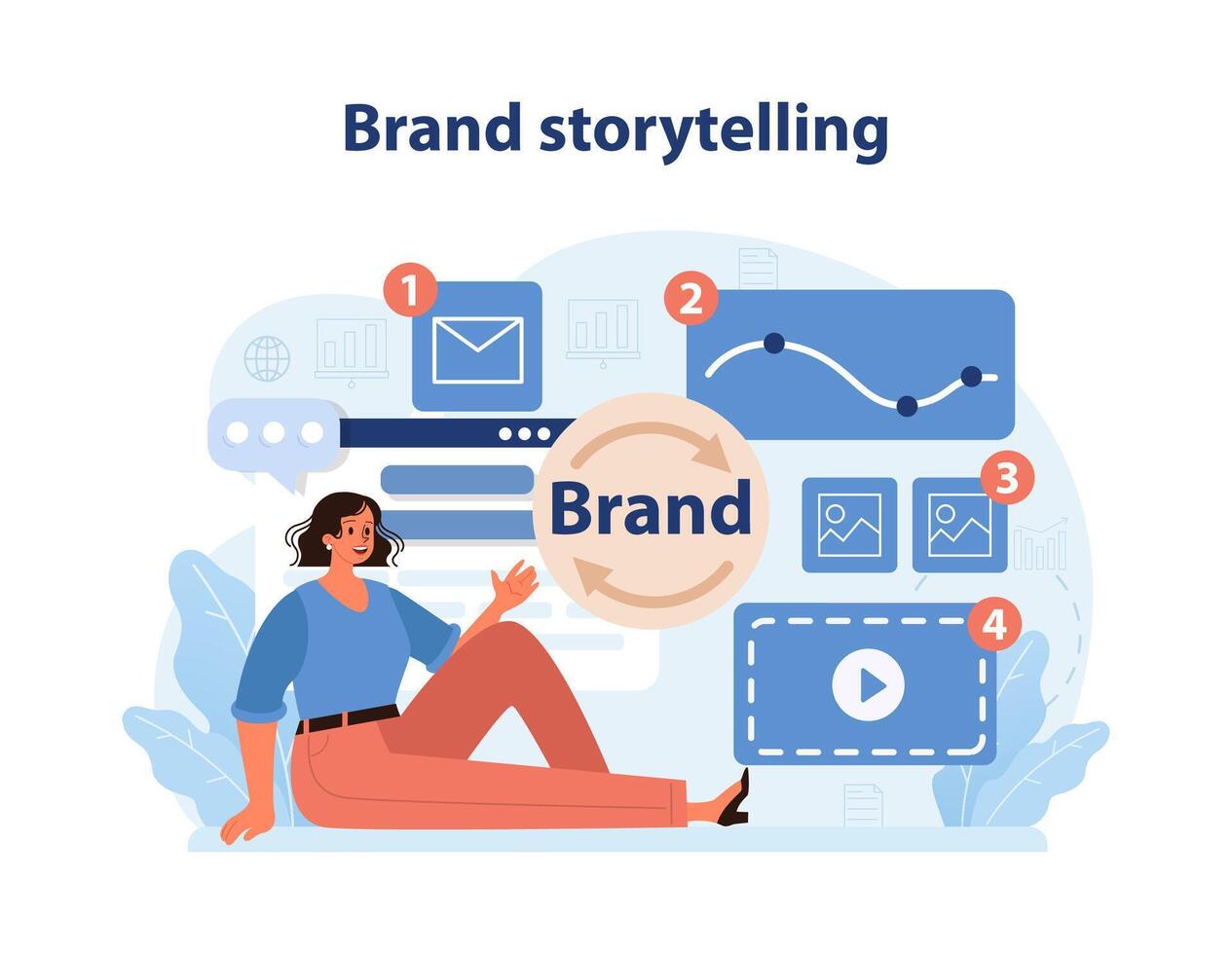 Brand Storytelling Visualization. A creative vector illustration depicting the art of telling.