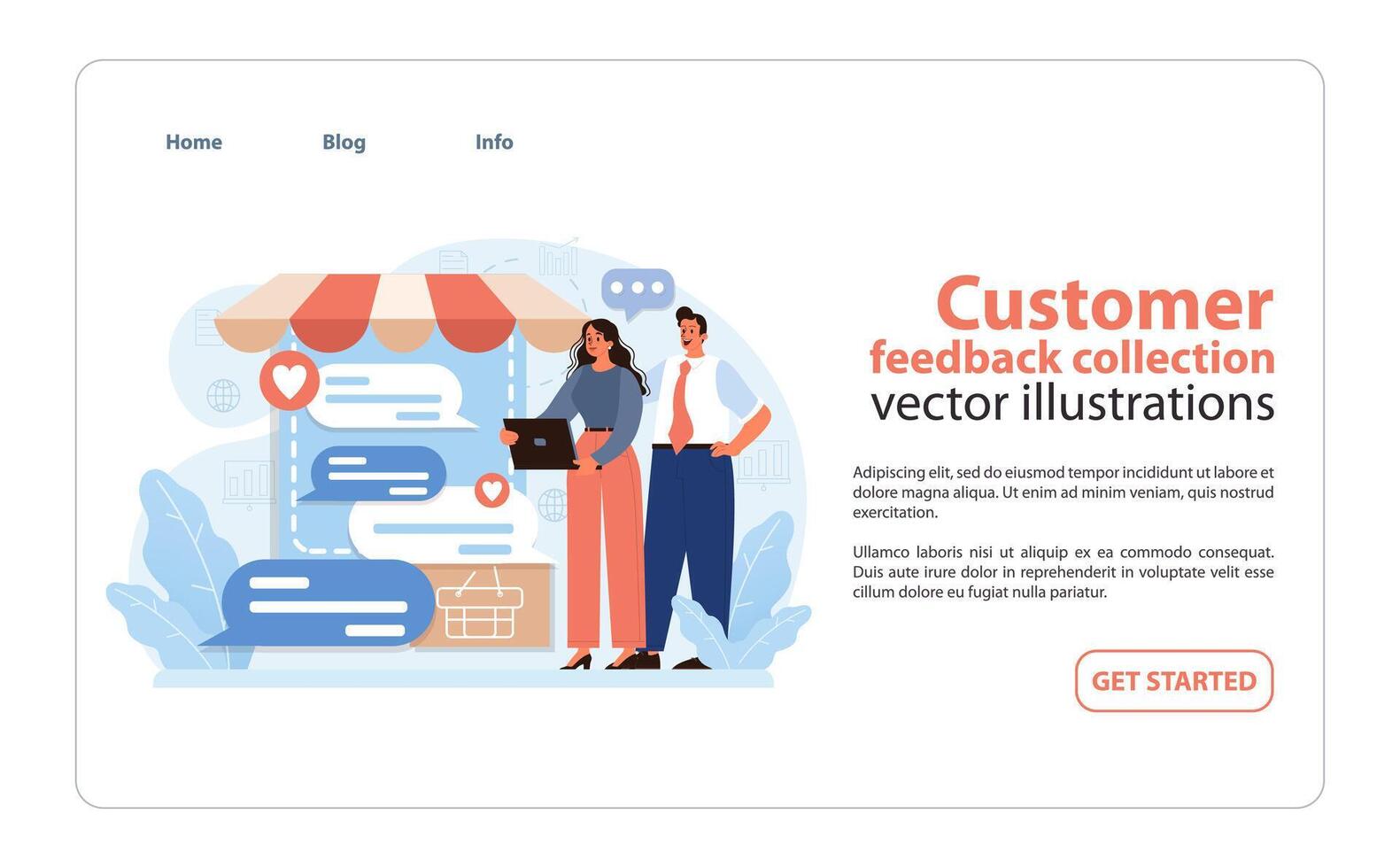 Interactive Engagement Concept. Illustration of professionals collecting customer. vector