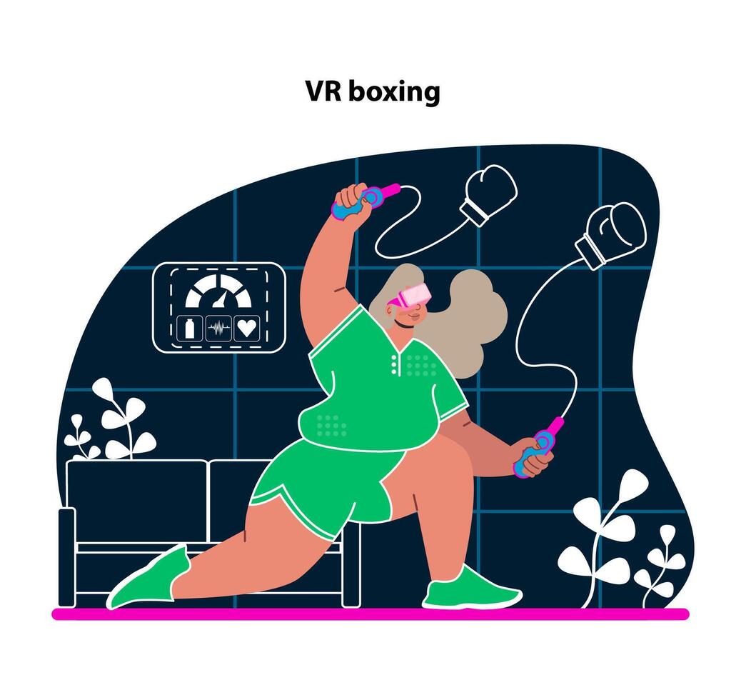 VR boxing. Punch and weave with virtual reality boxing sessions. vector