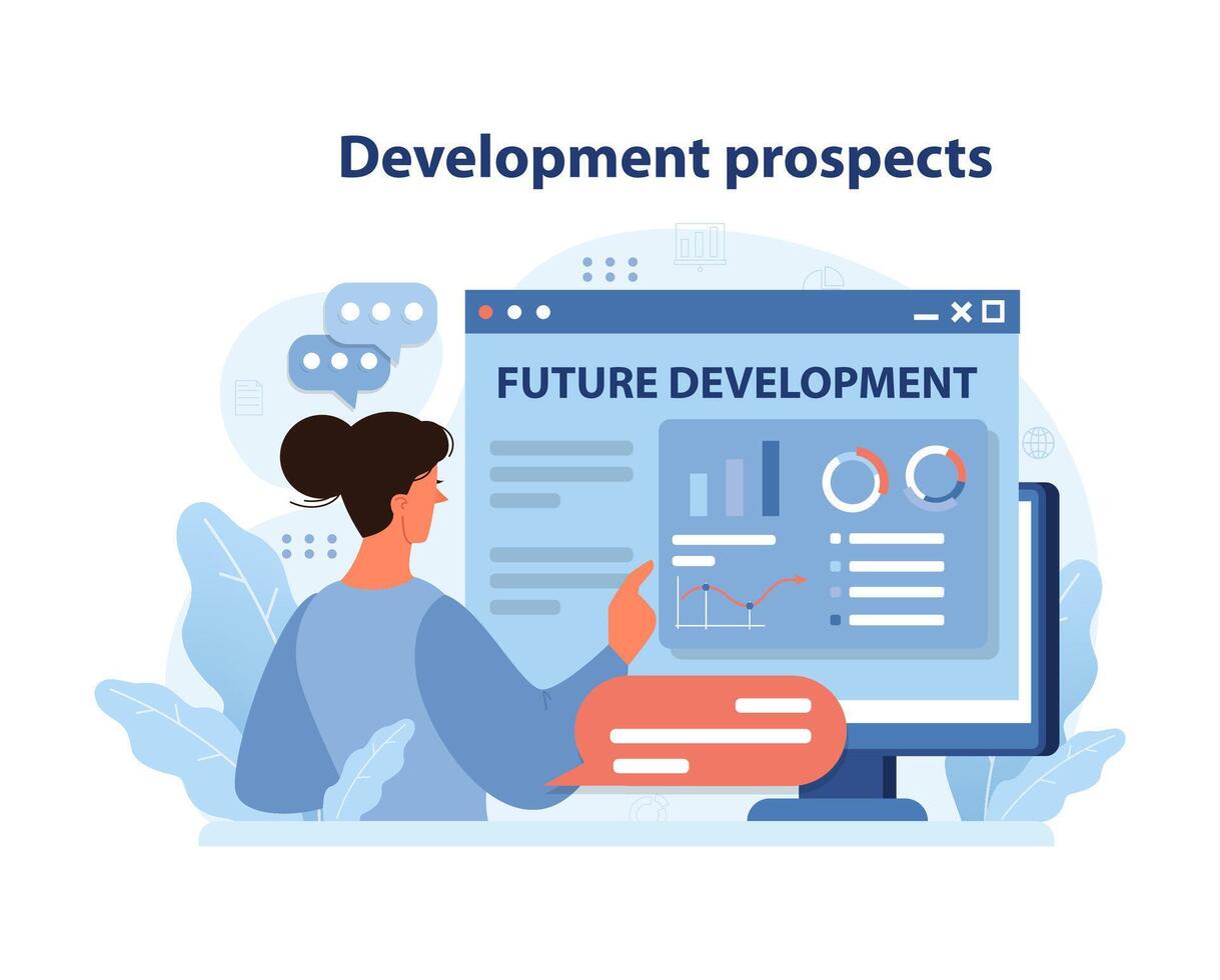 Focused professional analyzing future development prospects. vector