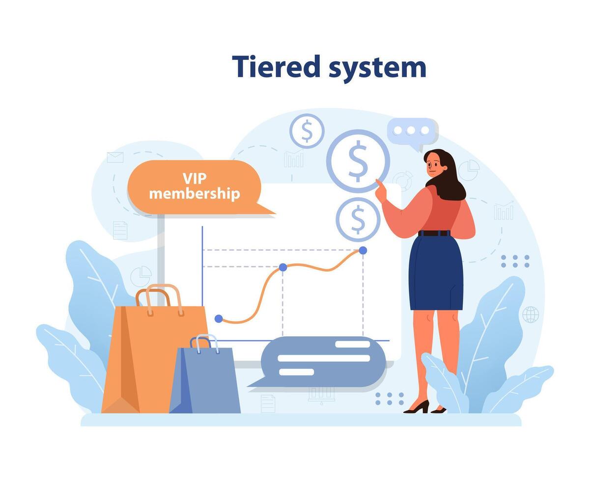 Tiered system concept. Flat vector illustration
