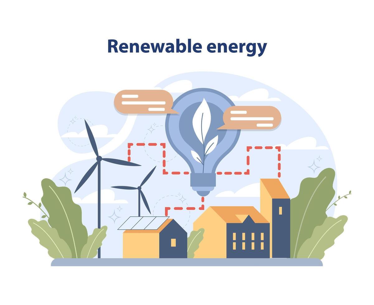 Renewable Energy concept. Flat vector illustration