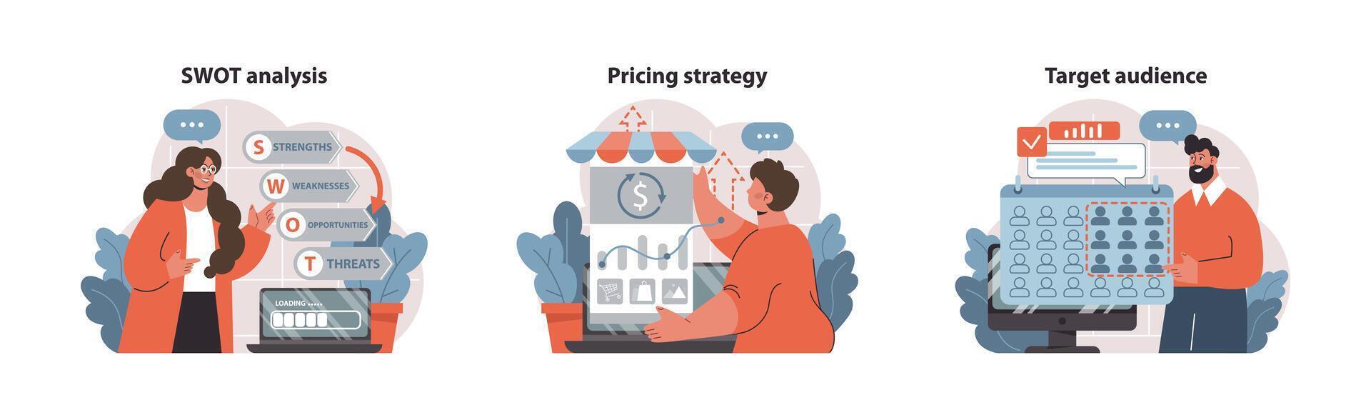 negocio estrategia colocar. plano vector ilustración