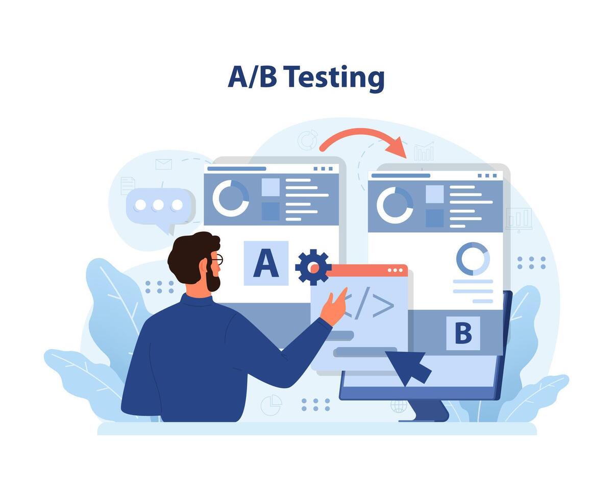 A B Testing concept. Flat vector illustration