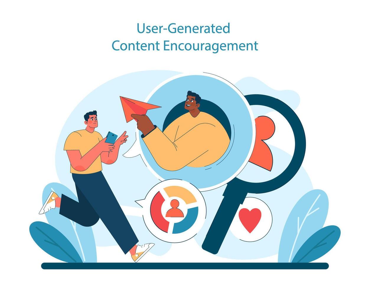User-Generated Content Encouragement illustration. Highlights the impact of community vector