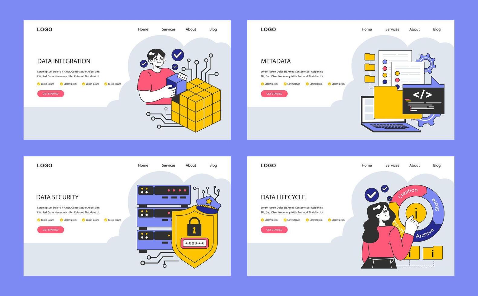 Information management web or landing set. Data mining, storage vector