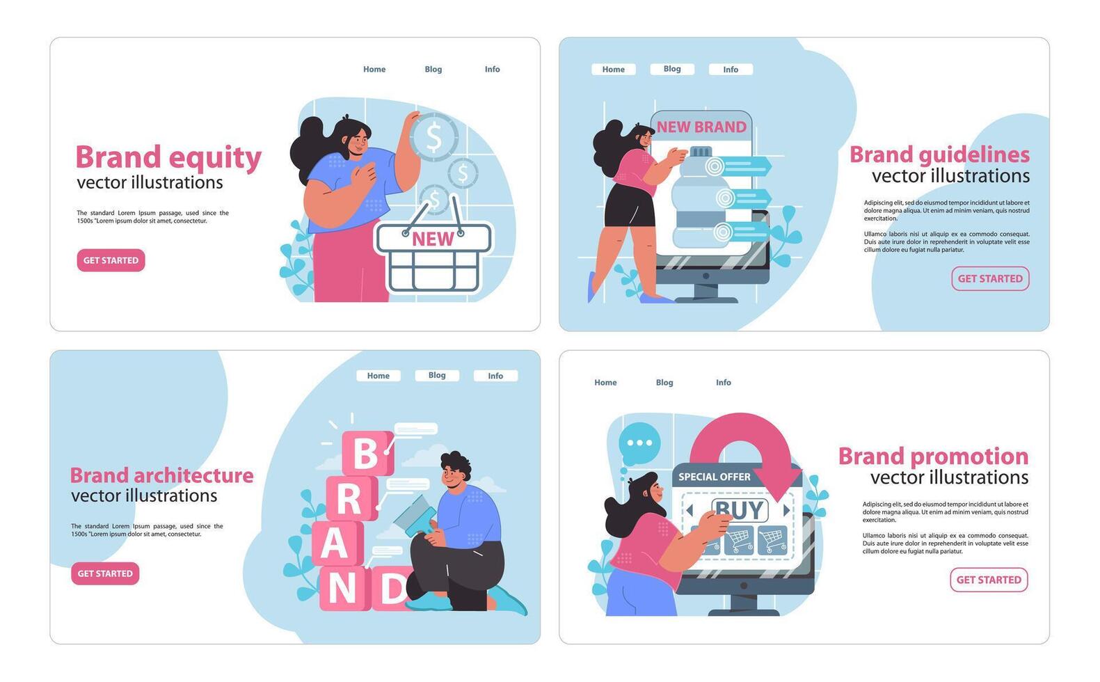 Comprehensive branding pack. Visualizing brand equity, outlining guidelines, and enhancing promotion. vector