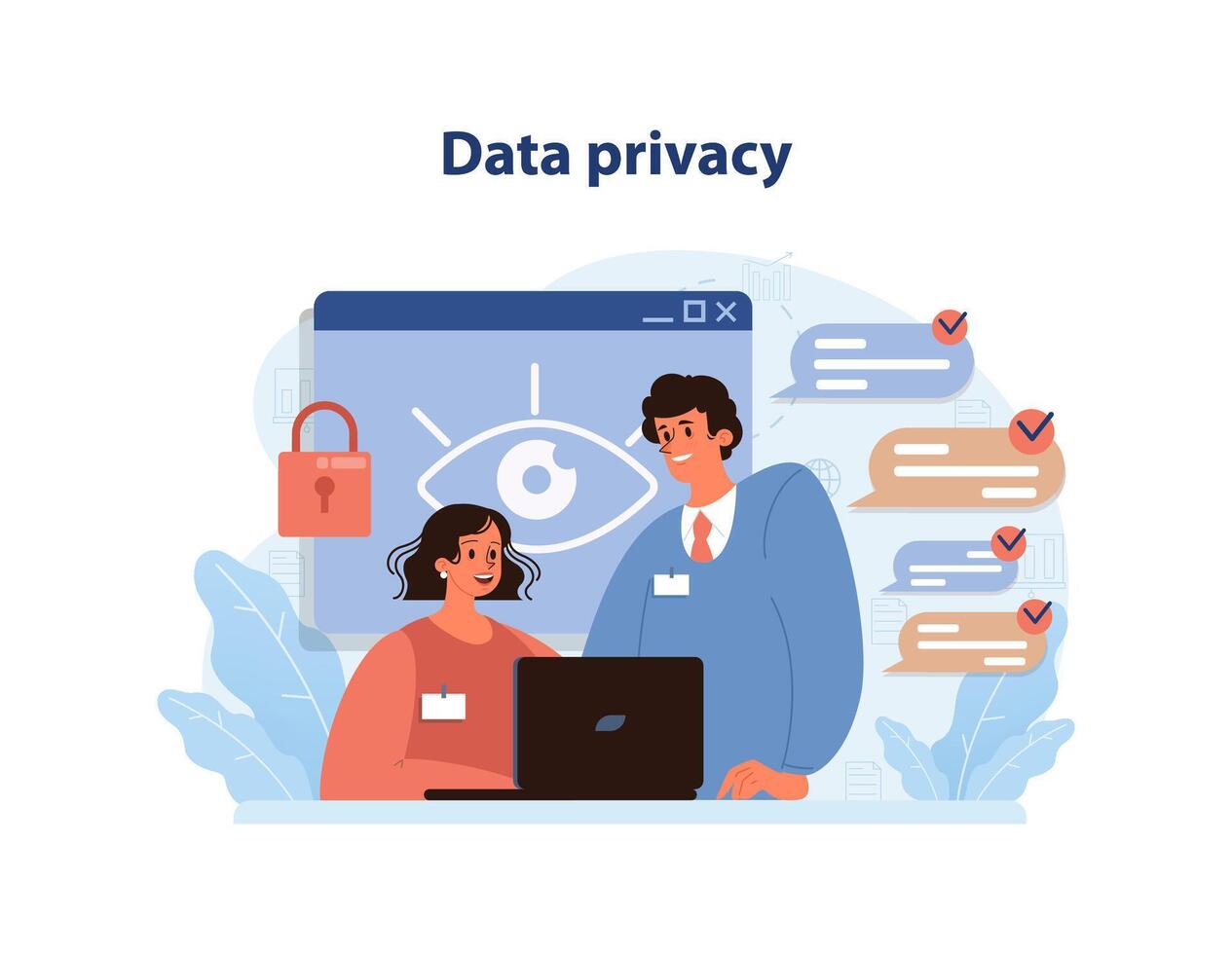 Data privacy concept. Flat vector illustration