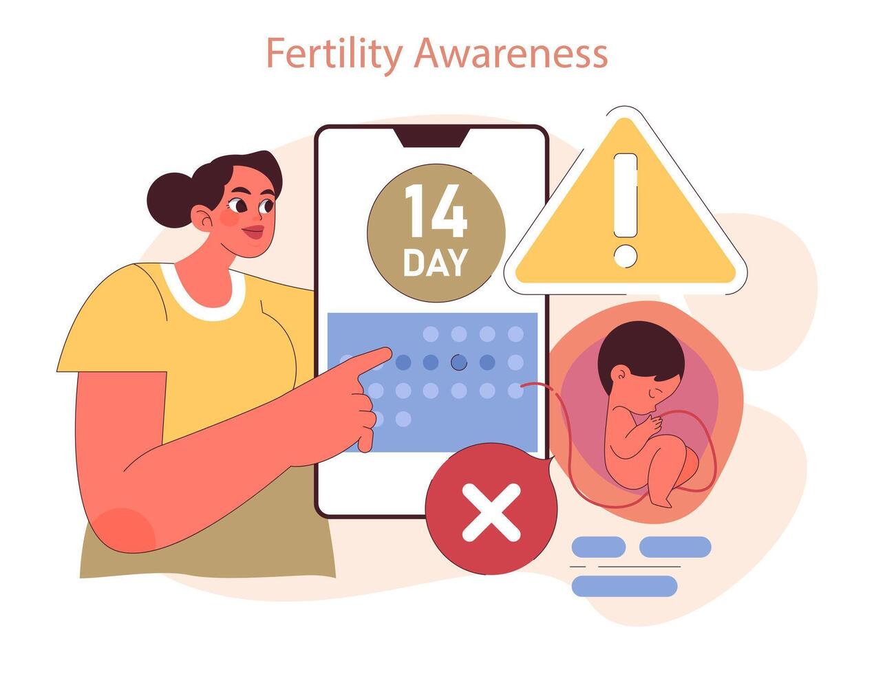 tipos de anticoncepción. ilustración vitrinas Fertilidad conciencia con un ciclo vector