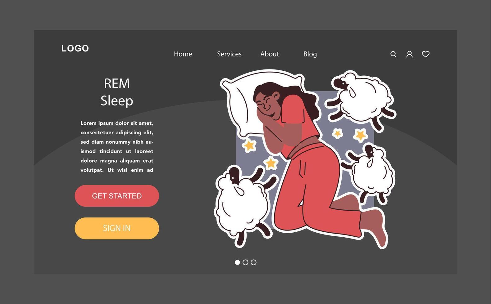 REM or rapid eye movement sleep cycle or stage dark or night mode vector