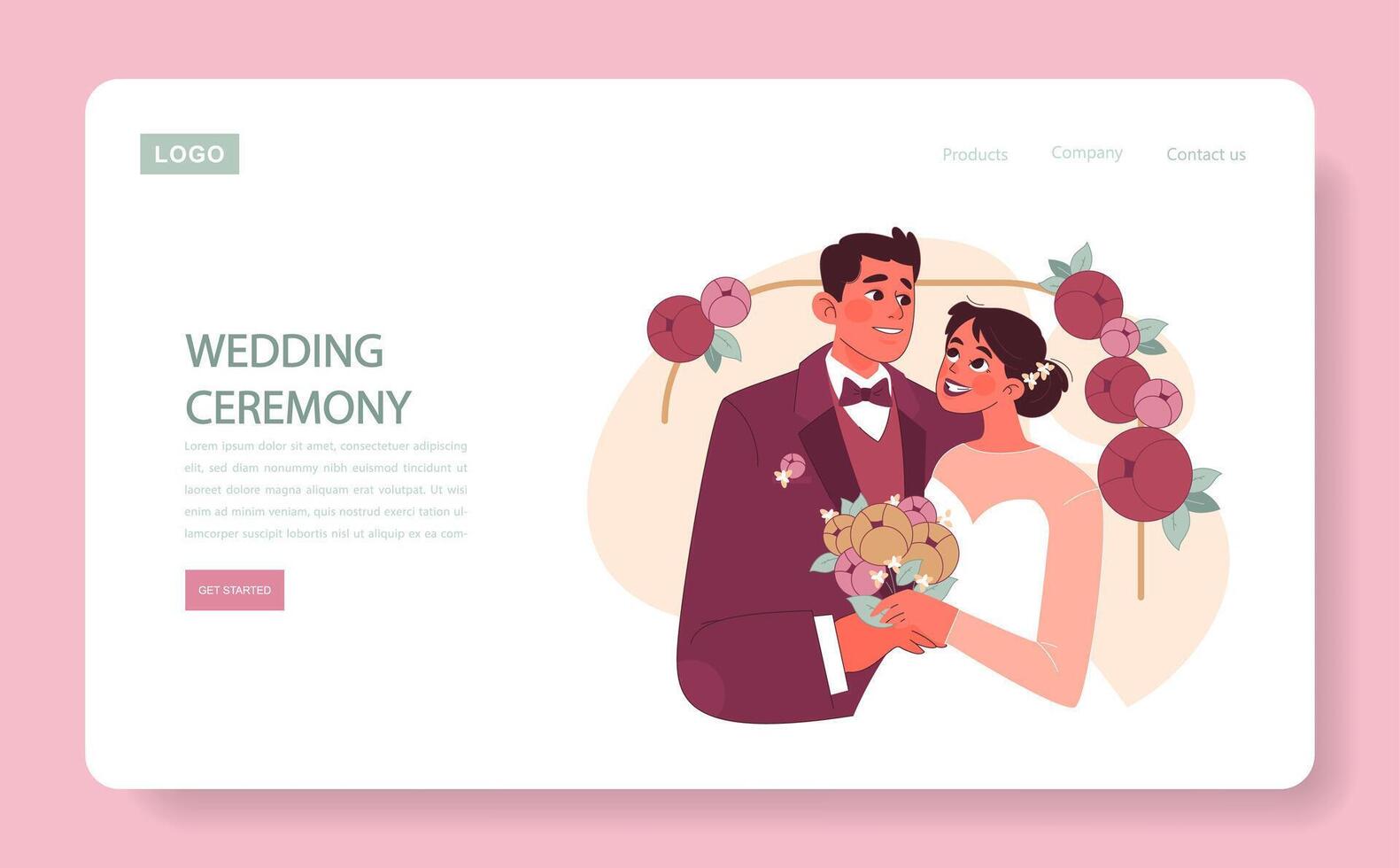Wedding Ceremony concept. Flat vector illustration.