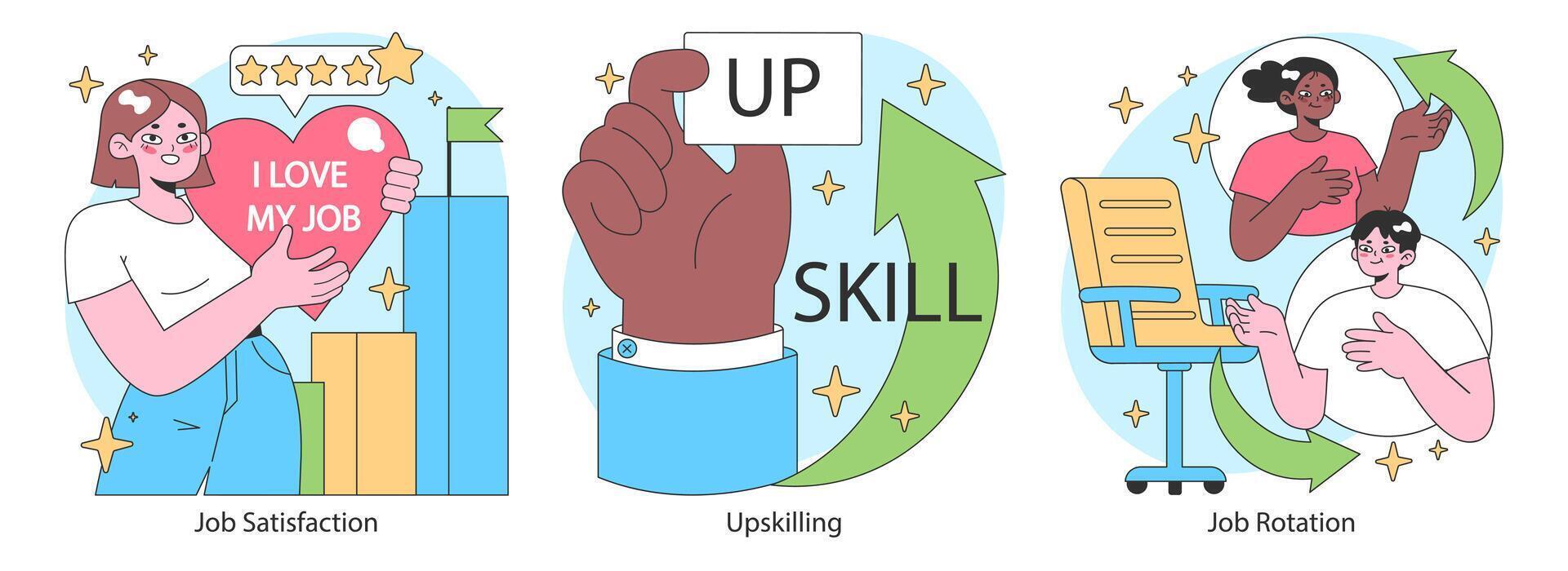 Professional growth set. Pathways and strategies for career advancement vector