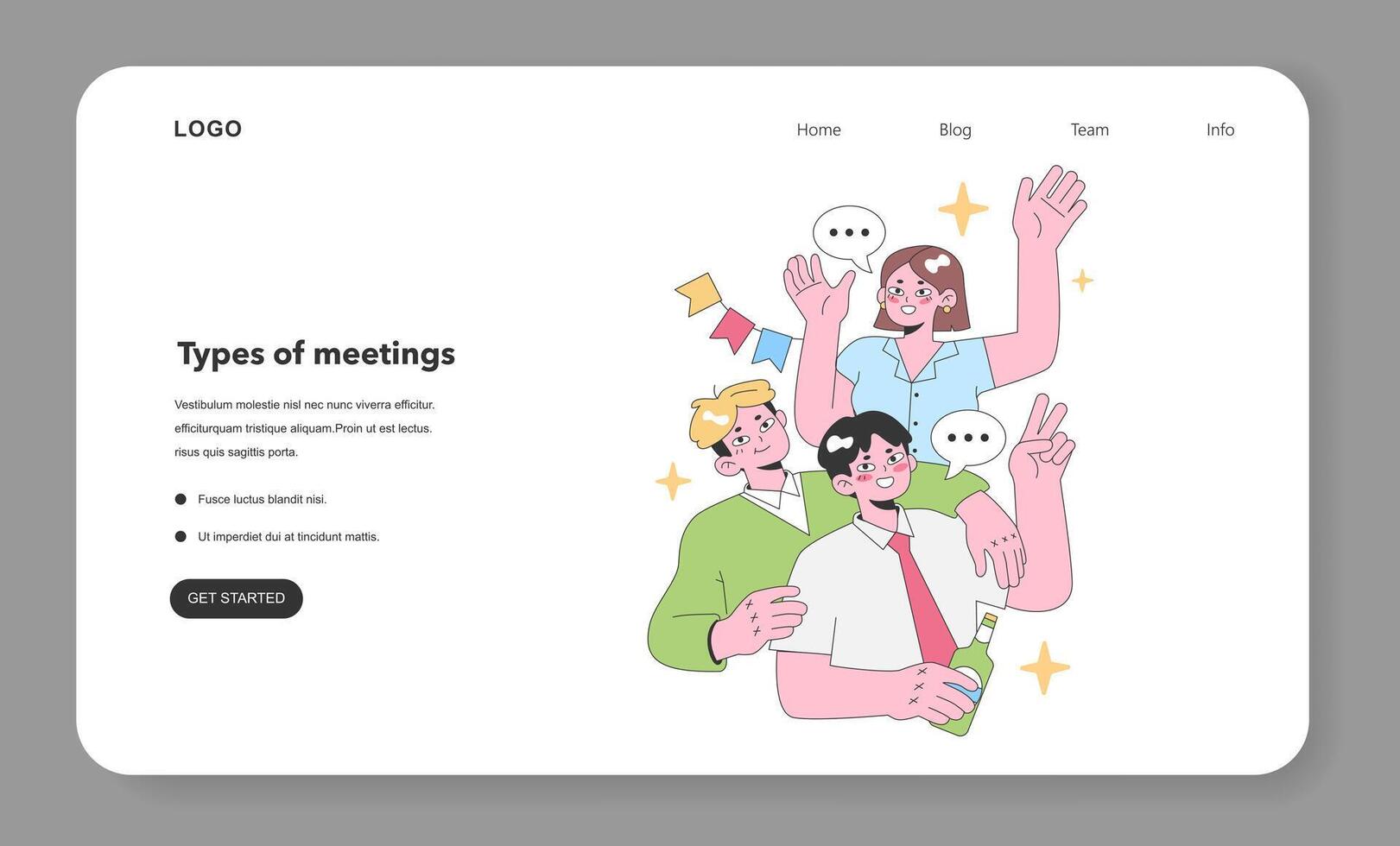 Joyful colleagues celebrate together. Flat vector illustration