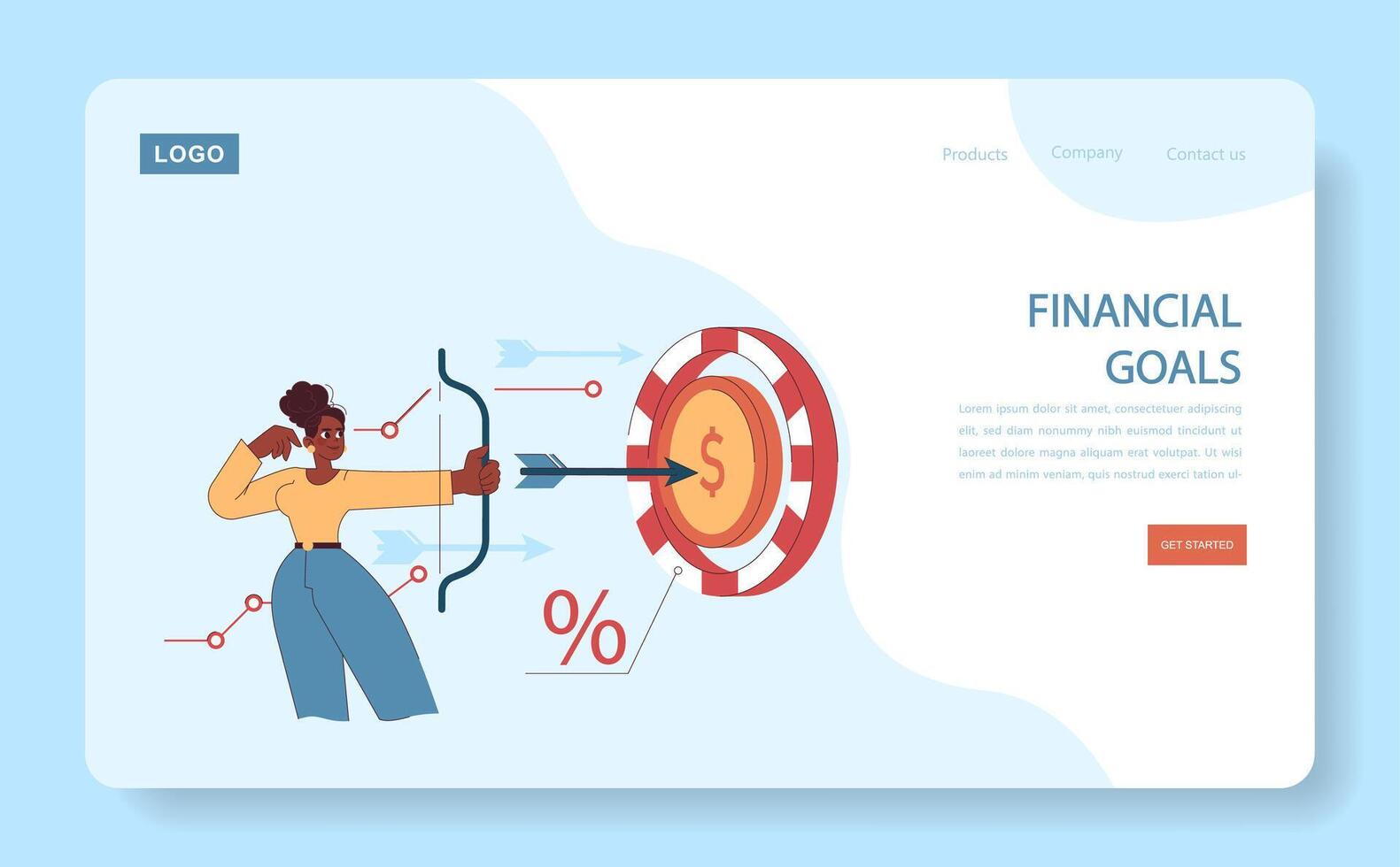 Financial planning web or landing. vector