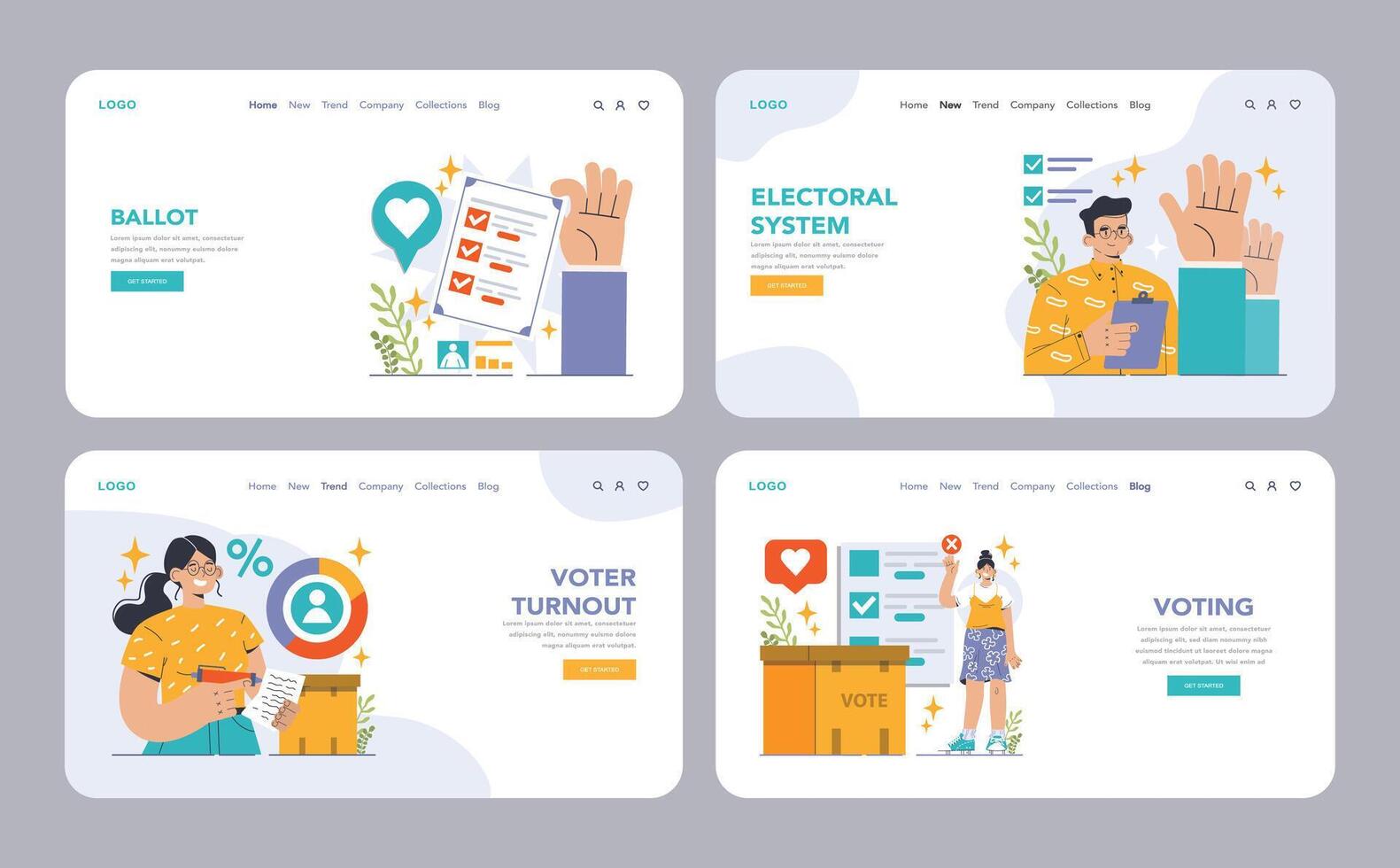 Election set. Democratic procedure, citizens choosing political party or candidate vector