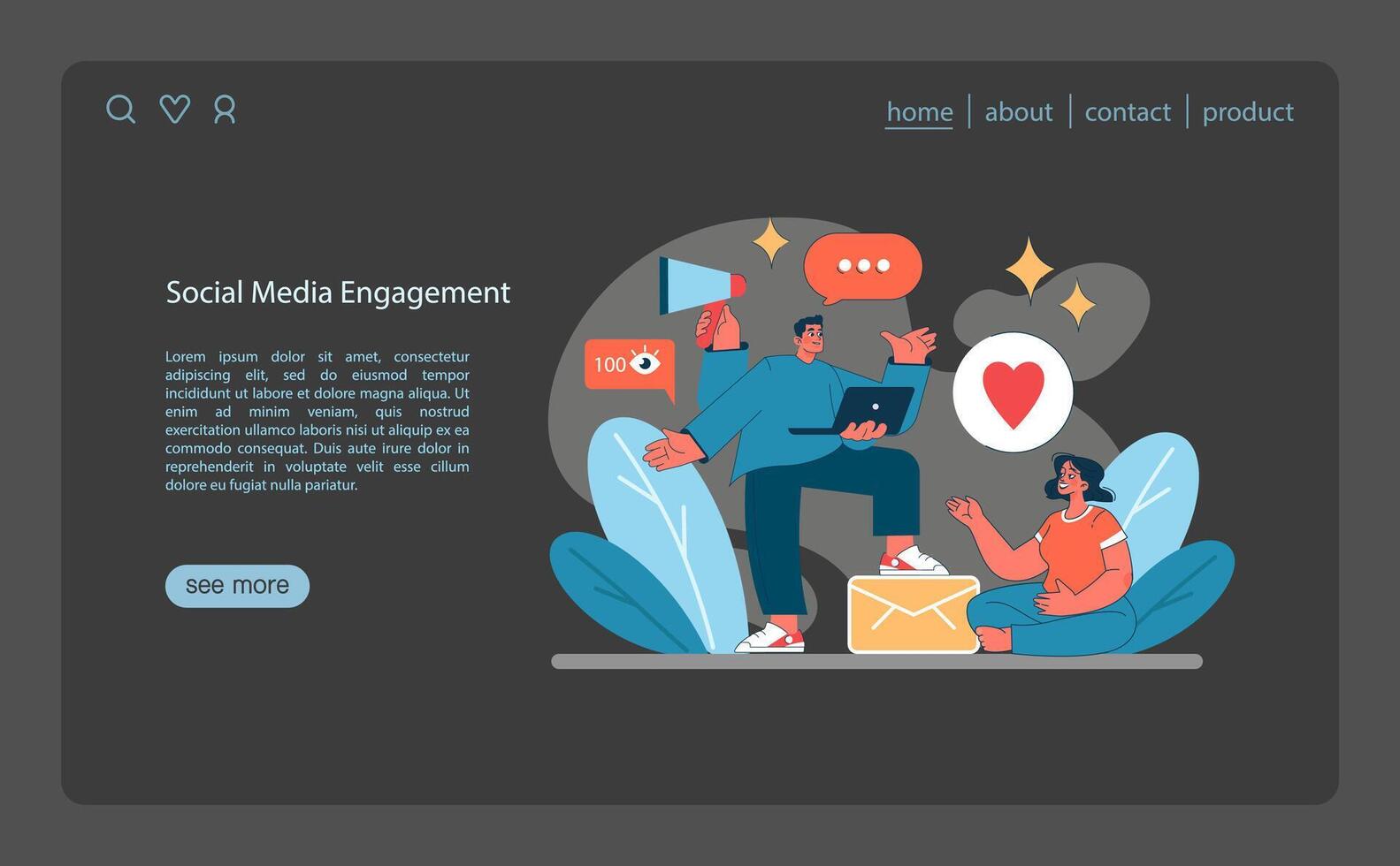 Marketing 5.0 concept. A lively scene showing active engagement vector