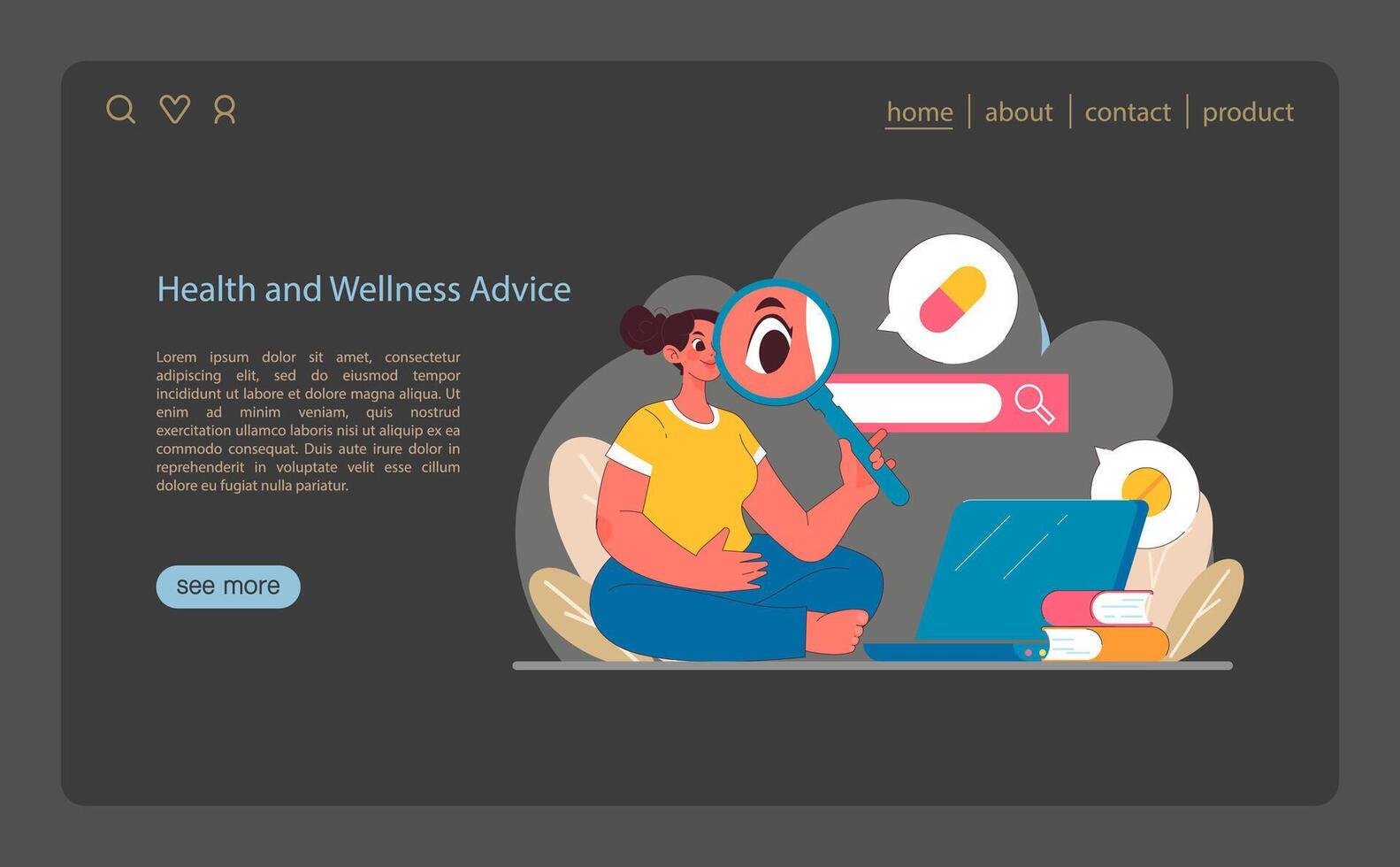 Wellness Insight concept. A closer look at health information and lifestyle choices vector