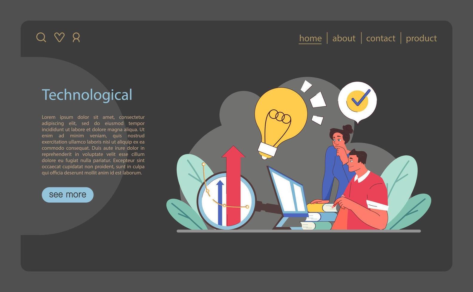 Technological segment of PEST analysis. Team evaluating innovation impact on business growth. vector