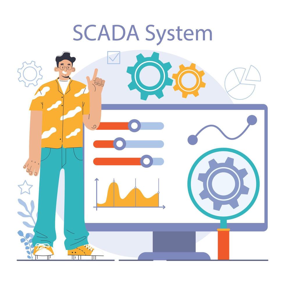 Robotic manufacture. Automated systems or AI working for manufacturing vector