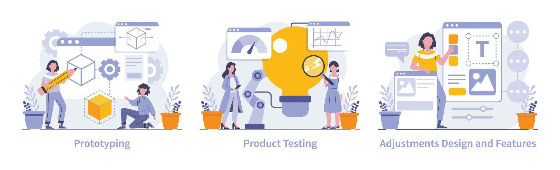 Product development concept. Flat vector illustration.