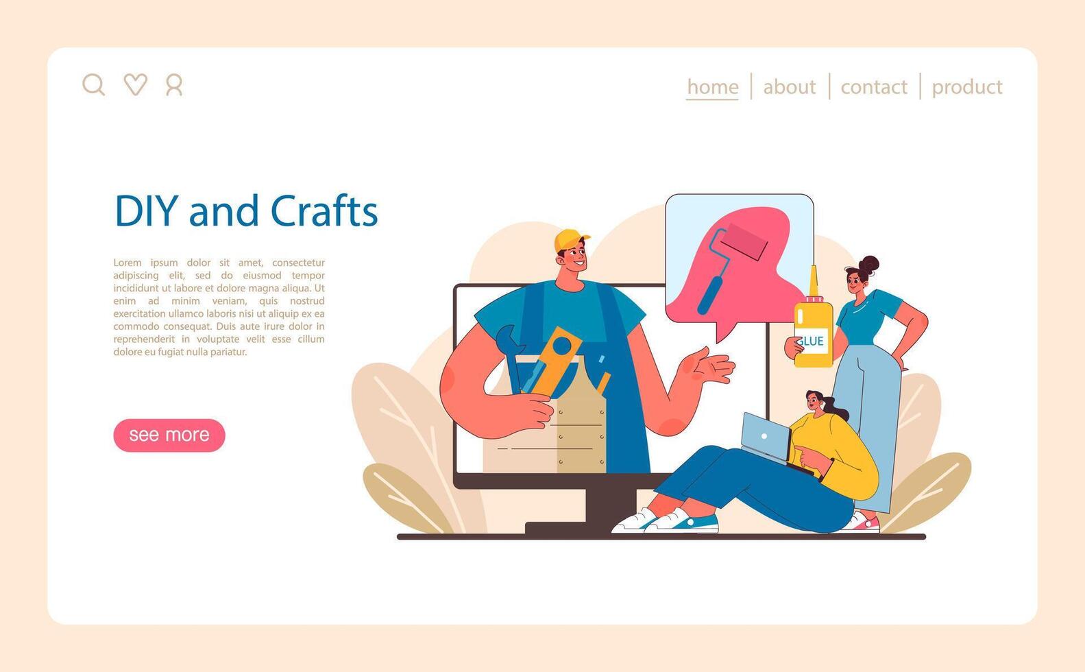 bricolaje y artesanía concepto. hogar proyectos y creativo aficiones exhibido en línea. vector
