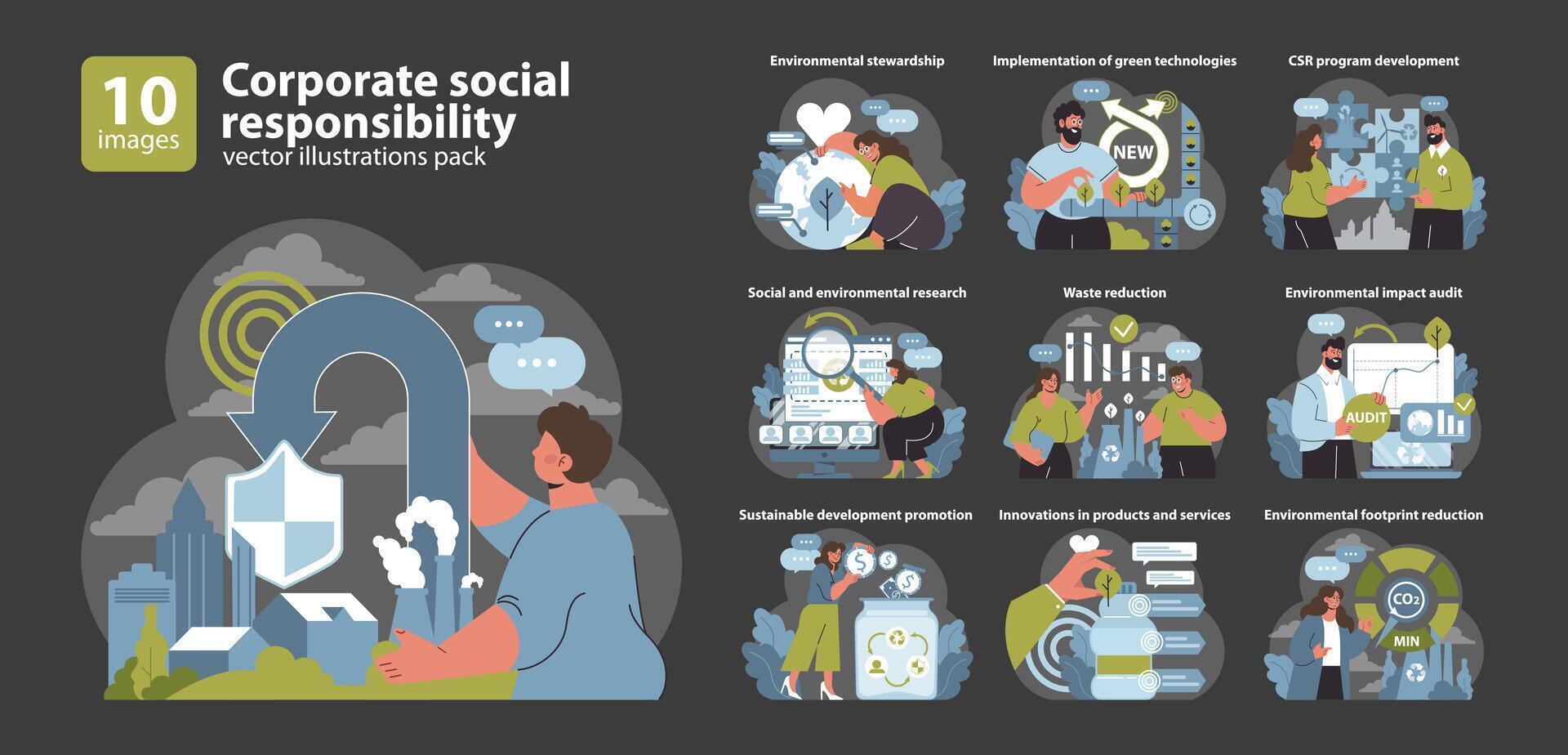 corporativo social responsabilidad colocar. direccionamiento ecológico cuidado, vector