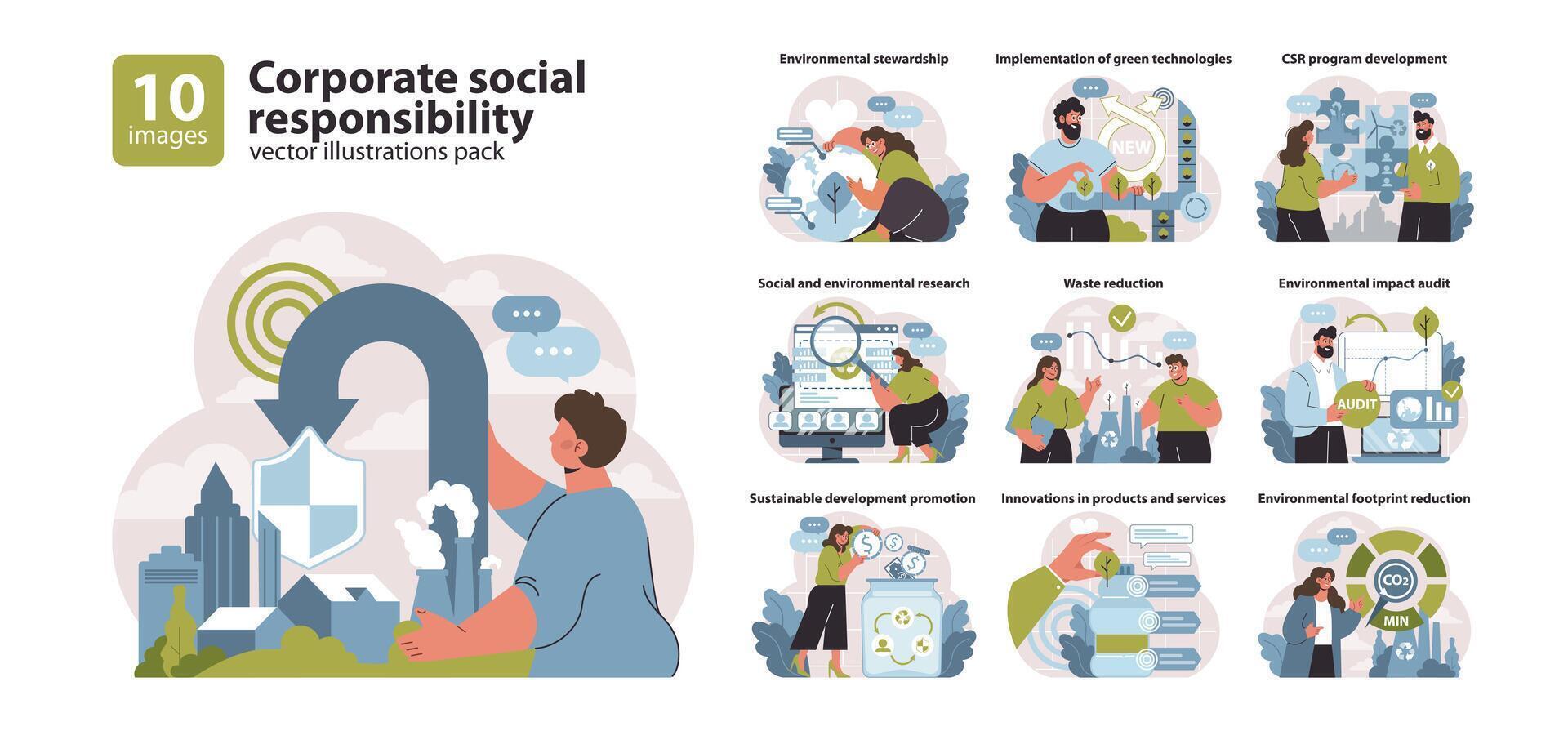 corporativo social responsabilidad colocar. direccionamiento ecológico cuidado, vector