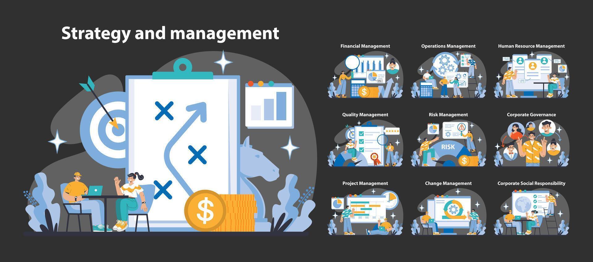 Strategy and management concept. Flat vector illustration.