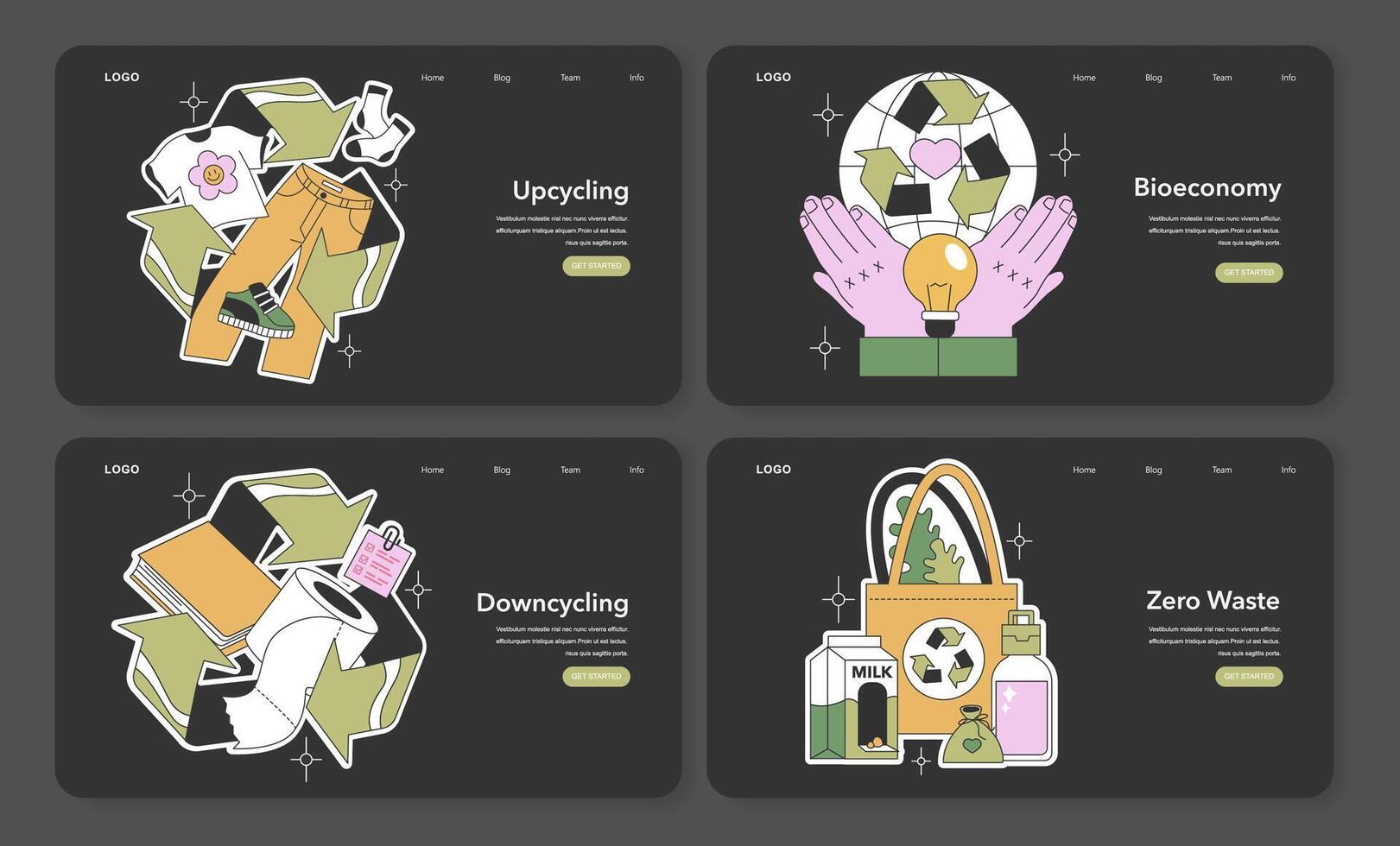 Circular Economy banner collection. Flat vector illustration