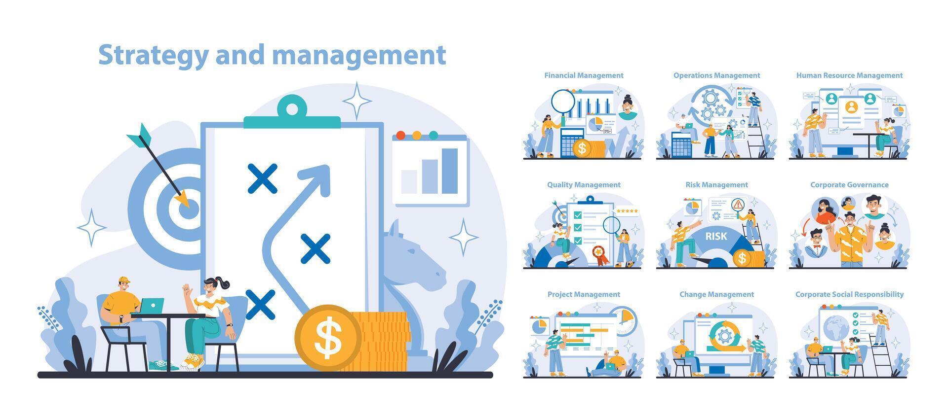 Strategy and management concept. Flat vector illustration.