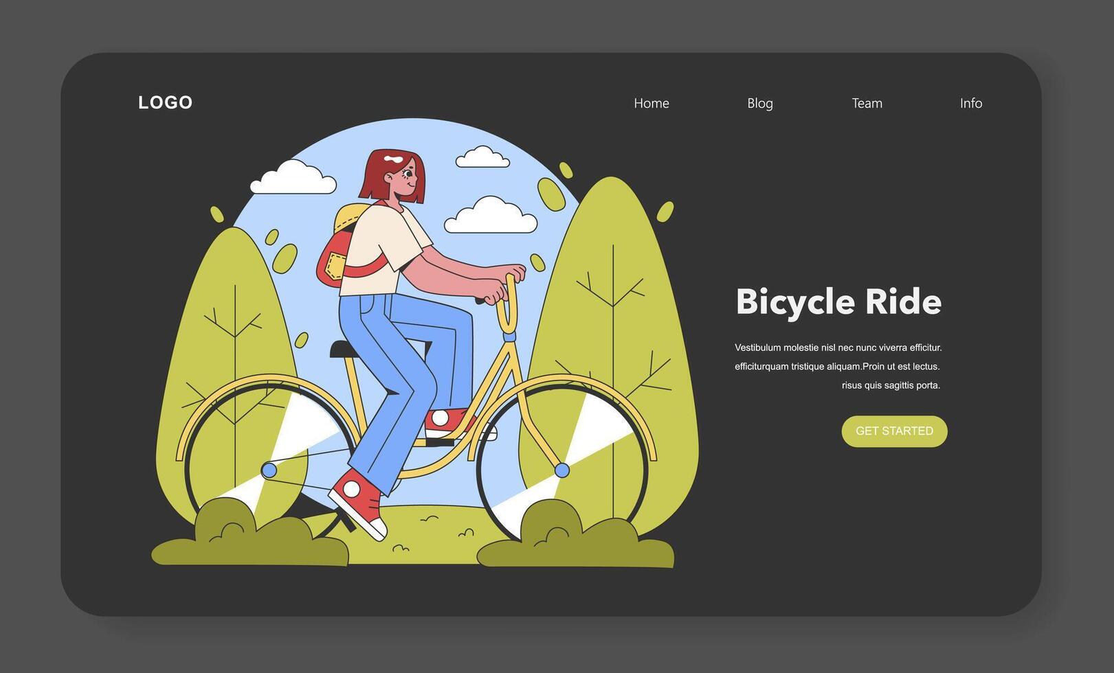 Joyful Cycling Journey. Flat vector illustration