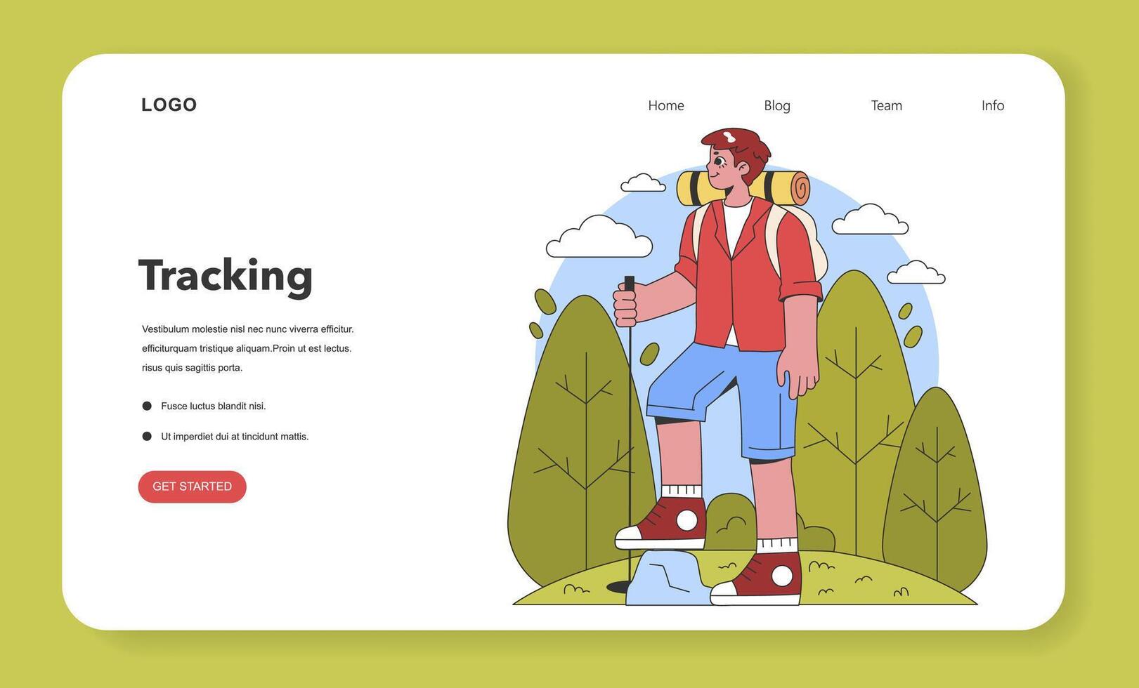 Enthusiastic Hiking Adventure. Flat vector illustration