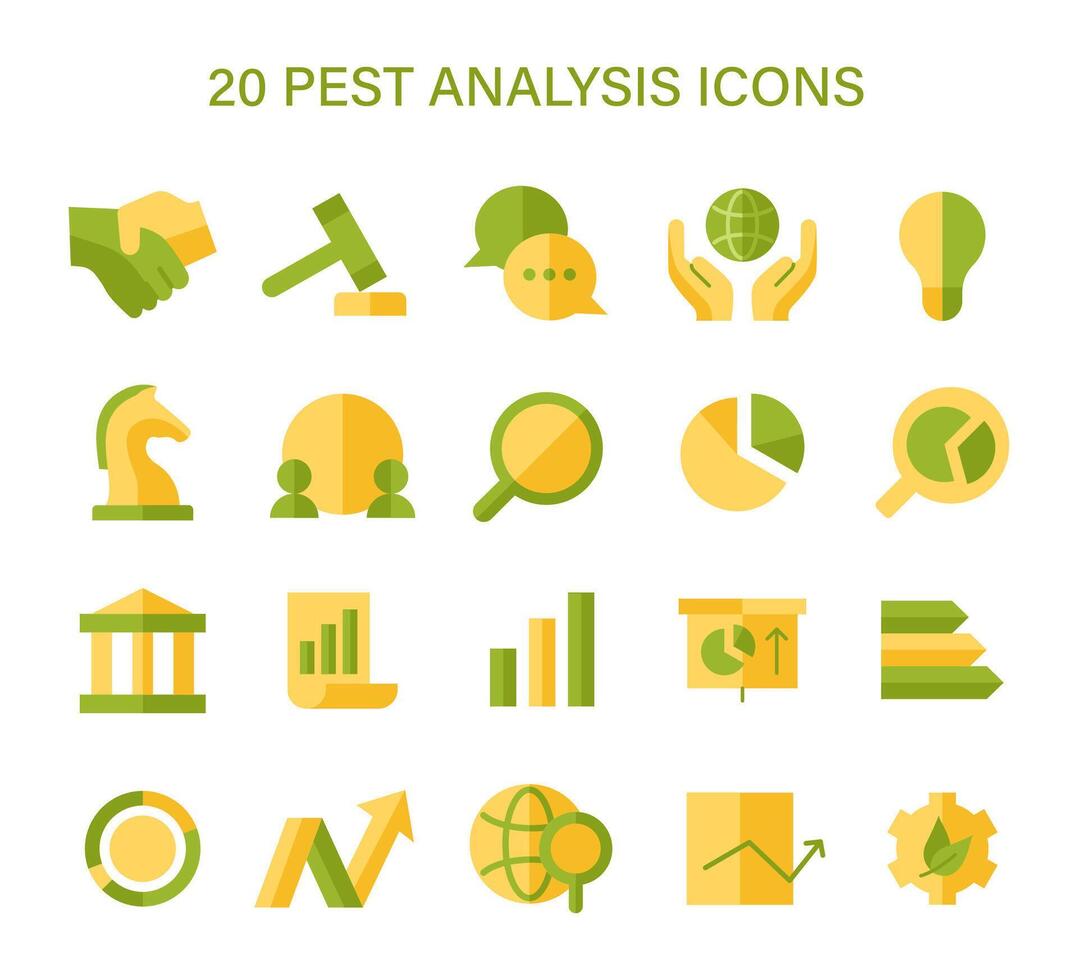 parásito análisis icono colocar. visual metáforas para negocio estrategia componentes político, económico, social, tecnológico factores vector