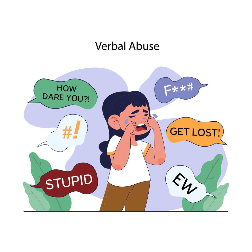 Bullying. Upset victim being bullied and shamed by others. Harassment vector