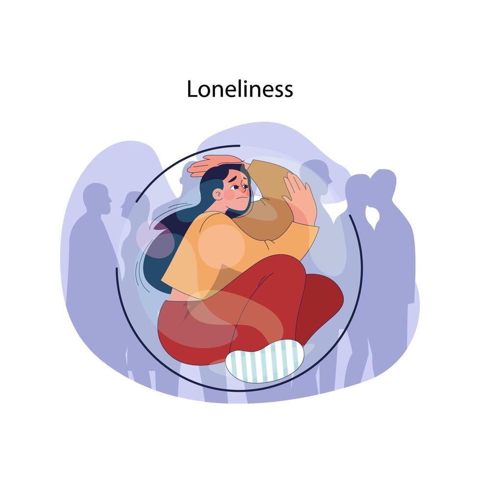 soledad concepto. plano vector ilustración