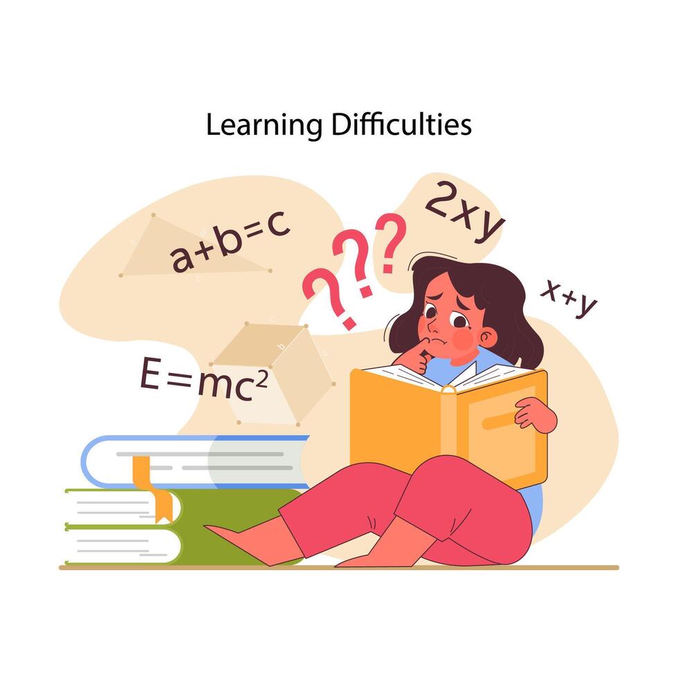 Educational stress concept. Flat vector illustration