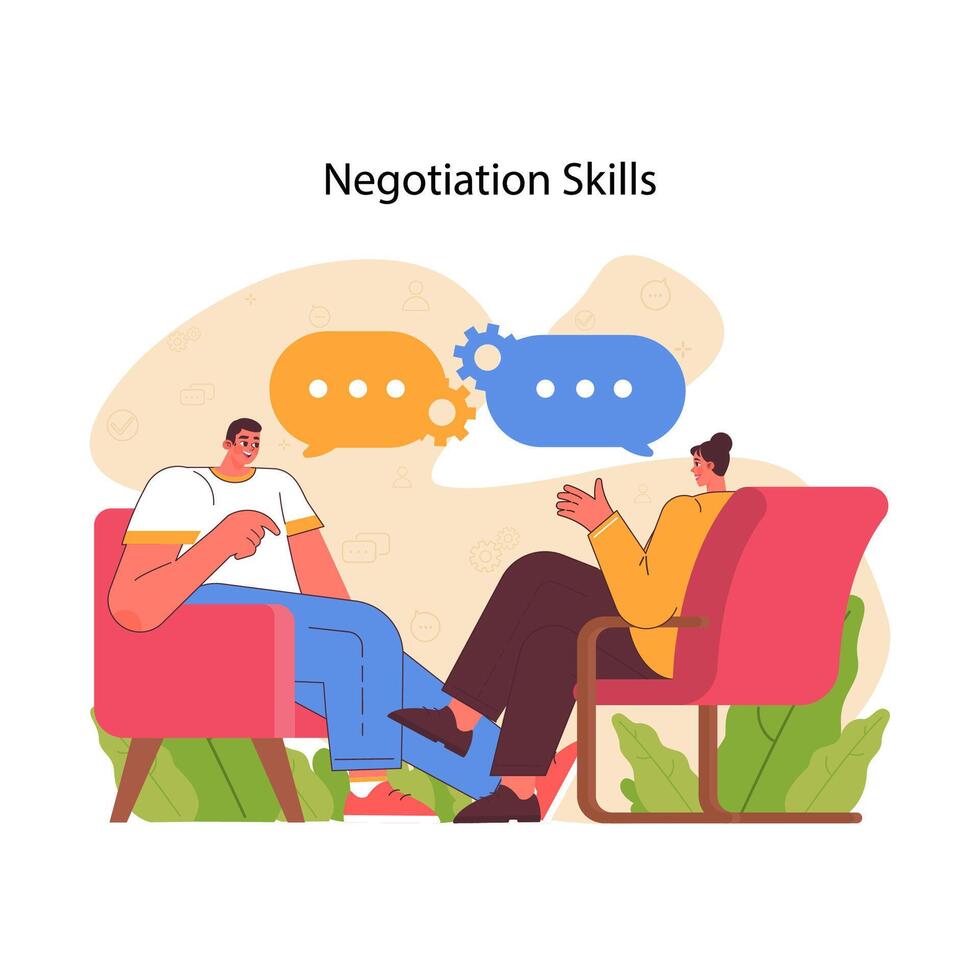 Negotiation skills concept. Flat vector illustration