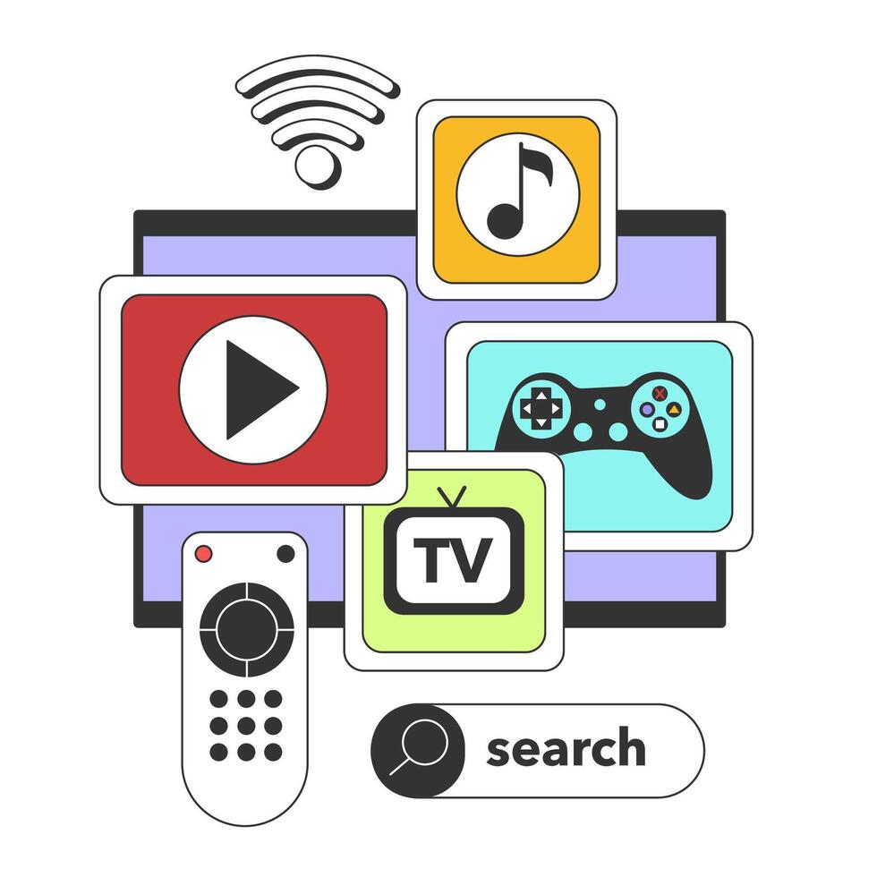 Streaming media service. Online platforms subscription. vector