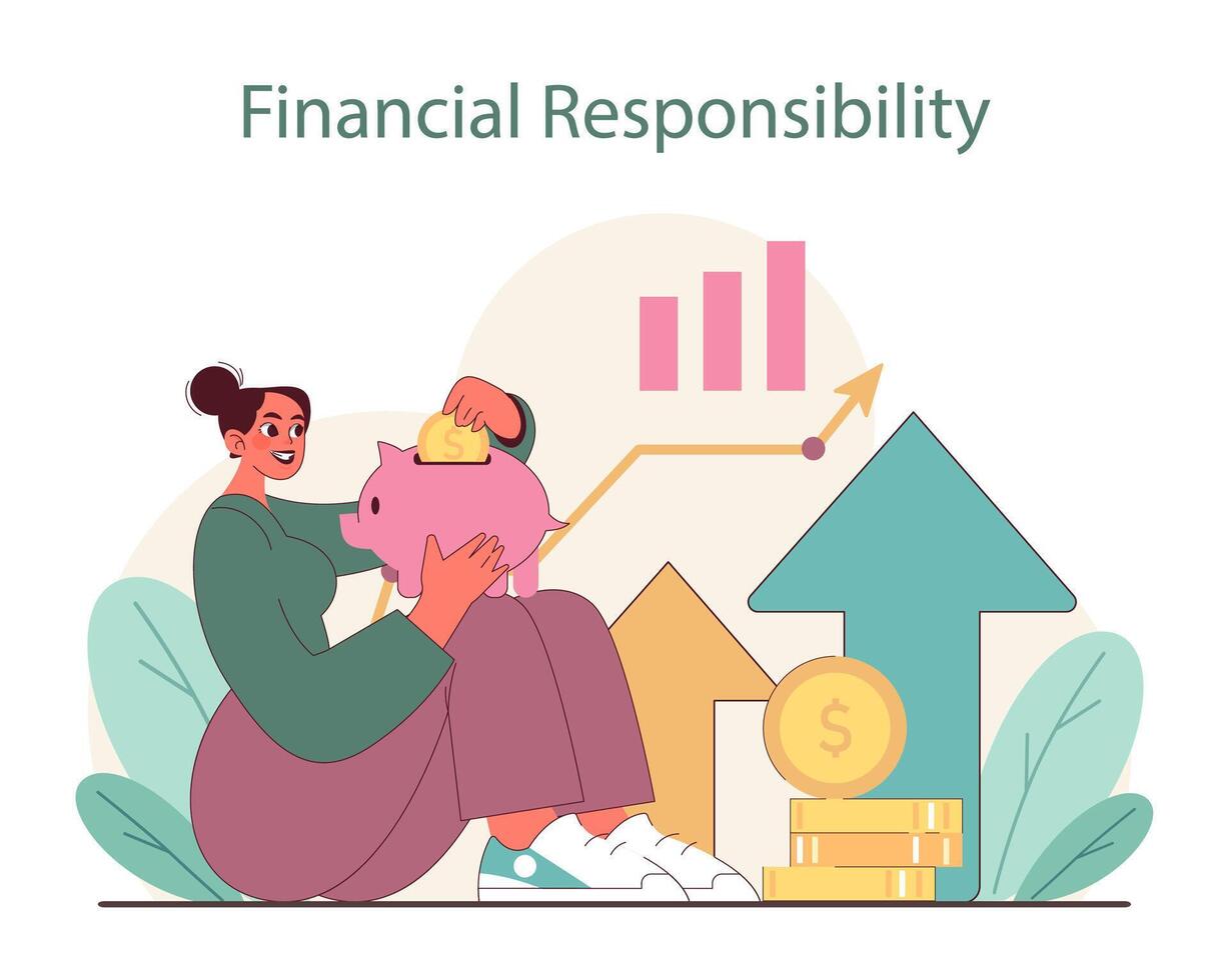 Financial Responsibility concept. Embracing savings and growth with insightful financial planning. vector