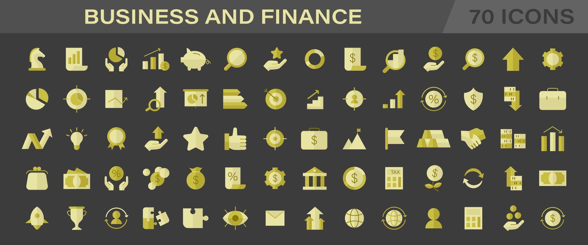 Business and finance color icons set. Corporate growth, market investment strategy. vector