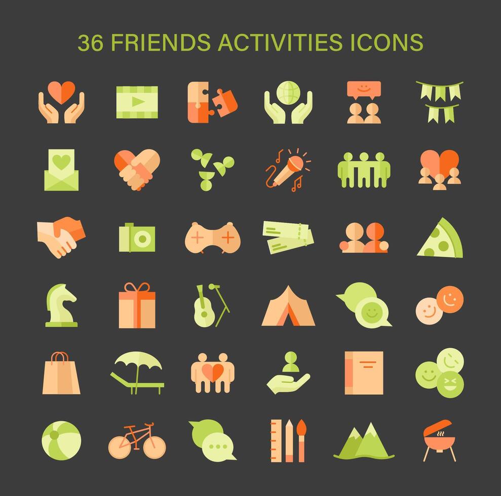 Friends Activities set. Bonding moments and shared experiences. vector