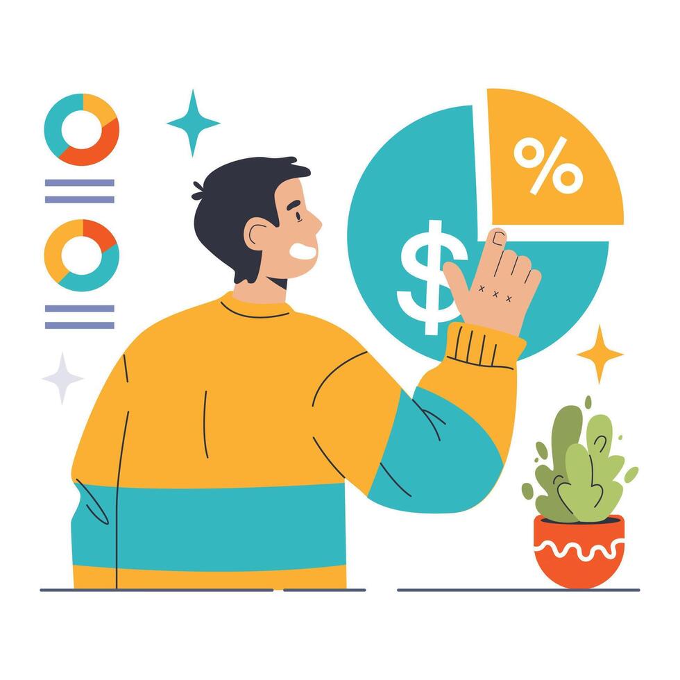 Dividends concept. Flat vector illustration