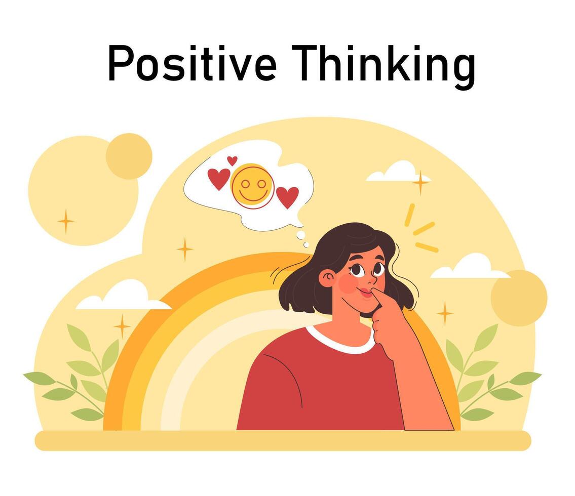 positivo psicología. positivo pensando y actitud. optimista mentalidad vector