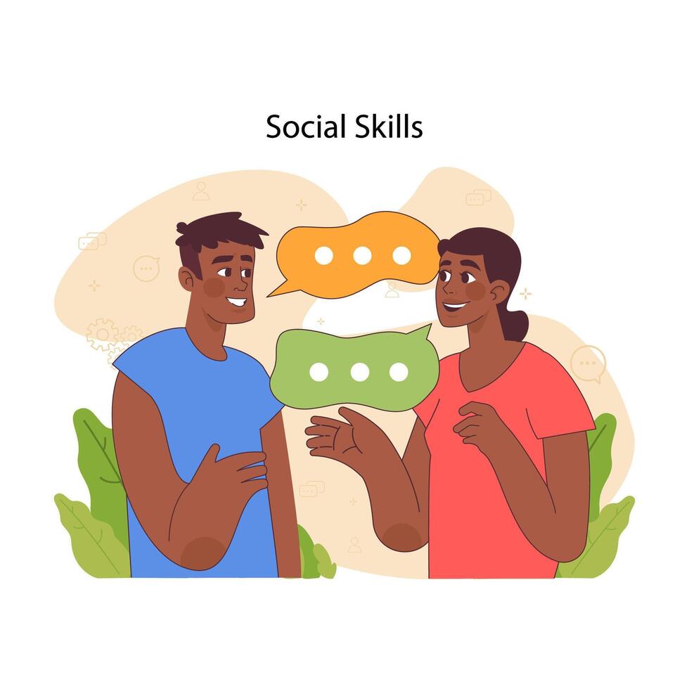 Social skills concept. Flat vector illustration