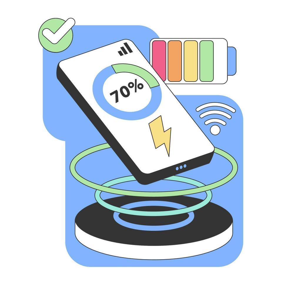 Wireless charging concept. Flat vector illustration.