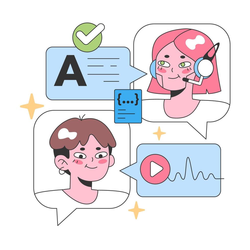 Virtual Assistant concept. Flat vector illustration